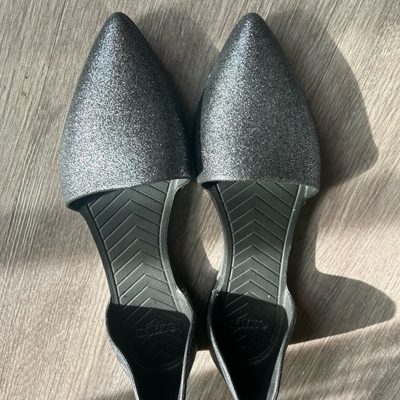 Shimmering Silver Women's Flats by Native - Picture 1 of 8